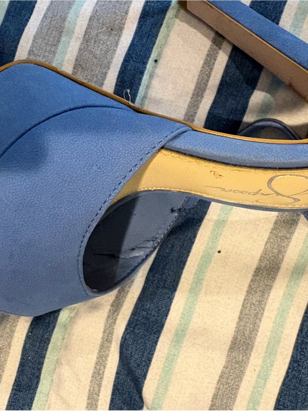 Blue Women's High Heel Sandal with Ankle Strap - Picture 3 of 5